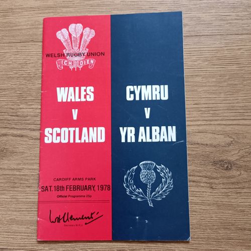 Wales v Scotland 1978 Rugby Programme
