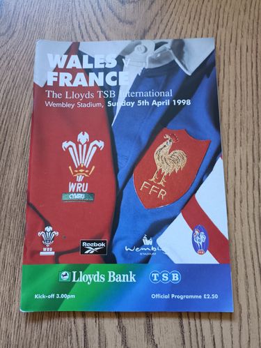 Wales v France 1998 Rugby Programme