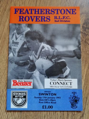 Featherstone v Swinton Jan 1993 Rugby League Programme