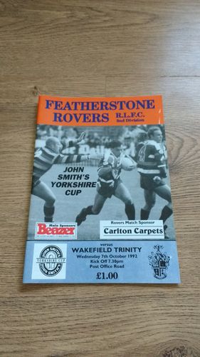 Featherstone v Wakefield Oct 1992 Yorkshire Cup Semi-Final RL Programme