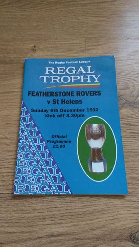 Featherstone v St Helens Dec 1992 Regal Trophy Rugby League Programme