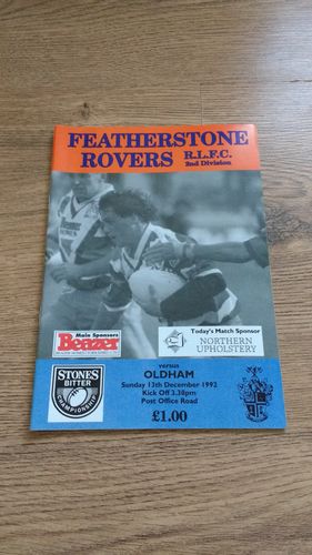 Featherstone v Oldham Dec 1992 Rugby League Programme