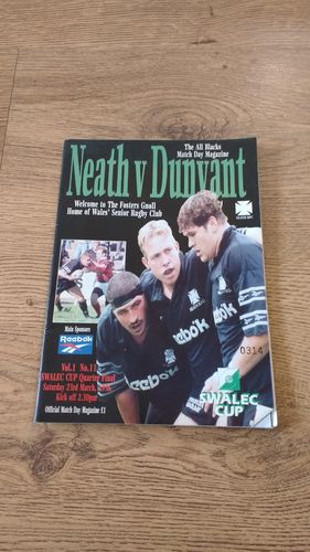 Neath v Dunvant Mar 1996 Swalec Cup Quarter-Final Rugby Programme
