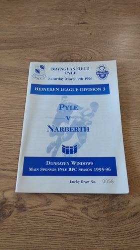 Pyle v Narberth Mar 1996 Rugby Programme