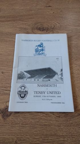 Narberth v Tenby United Oct 1993 Rugby Programme
