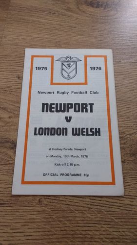 Newport v London Welsh Mar 1976 Rugby Programme