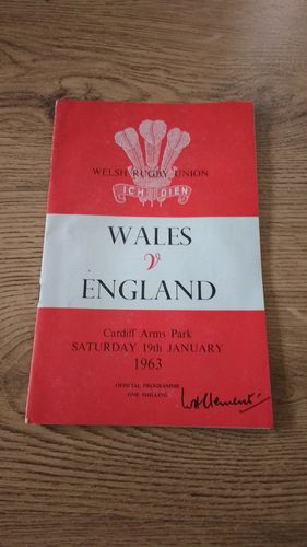 Wales v England Jan 1963 Rugby Programme