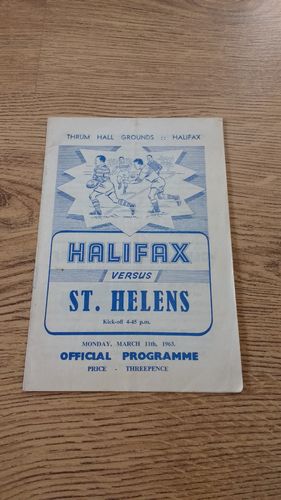 Halifax v St Helens Mar 1963 Rugby League Programme