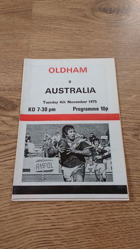 Oldham v Australia 1975 Rugby League Programme