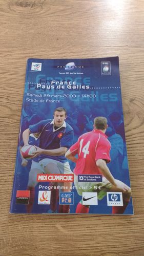 France v Wales 2003 Rugby Programme