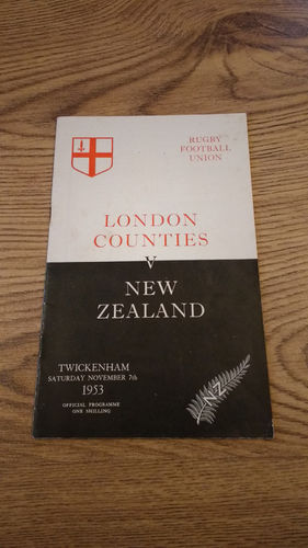 London Counties v New Zealand 1953 Rugby Programme