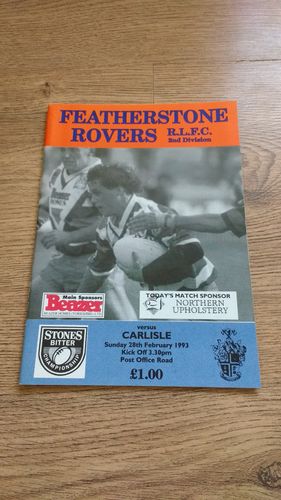Featherstone v Carlisle Feb 1993 Rugby League Programme