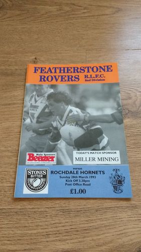 Featherstone v Rochdale Mar 1993 Rugby League Programme