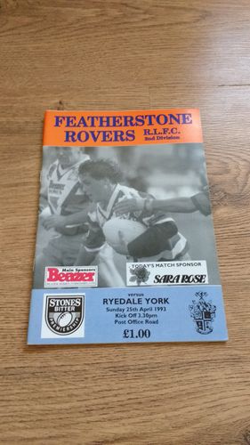 Featherstone v Ryedale York Apr 1993 Divisional Premiership RL Programme