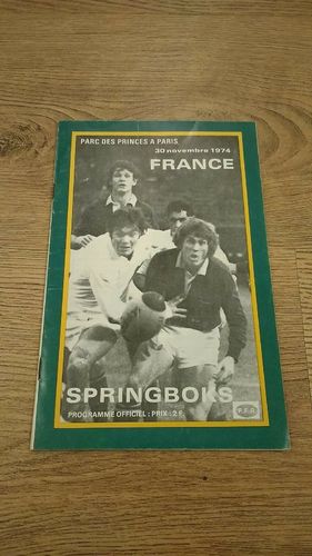 France v South Africa 1974 Rugby Programme