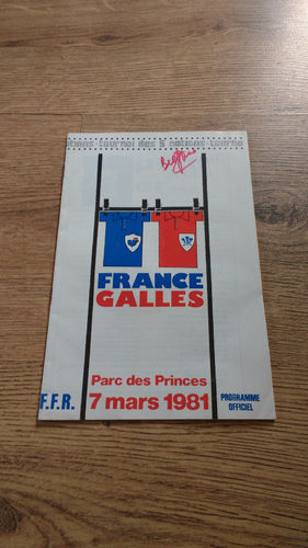 France v Wales 1981 Rugby Programme