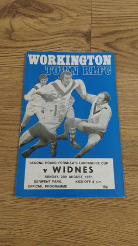 Workington v Widnes Aug 1977 Lancs Cup Rugby League Programme