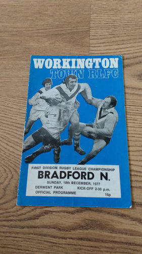Workington v Bradford Northern Dec 1977 Rugby League Programme
