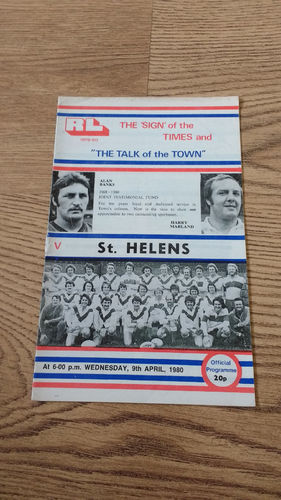 Workington v St Helens Apr 1980 Rugby League Programme
