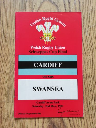 Cardiff v Swansea 1987 Schweppes Cup Final Rugby Programme