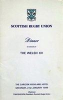 Scotland Rugby Dinner Menus & Guest Lists