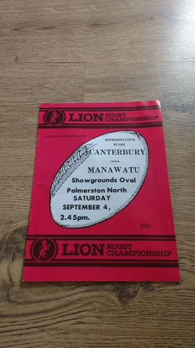 Manawatu v Canterbury Sept 1982 Rugby Programme