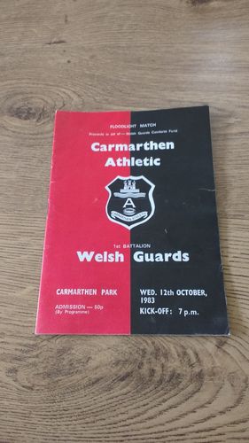 Carmarthen Athletic v Welsh Guards Oct 1983 Rugby Programme