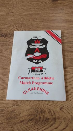 Carmarthen Athletic v Pembroke 1994-95 Rugby Programme