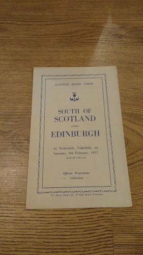 South of Scotland v Edinburgh Feb 1957 Rugby Programme