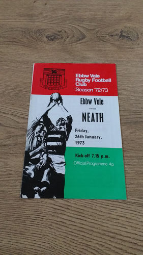 Ebbw Vale v Neath Jan 1973 Rugby Programme