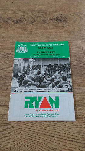 Ebbw Vale v Abertillery Jan 1989 Rugby Programme