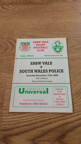 Ebbw Vale v South Wales Police Nov 1990 Rugby Programme