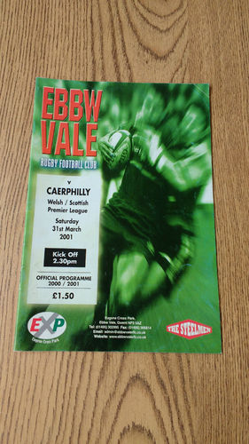 Ebbw Vale v Caerphilly Mar 2001 Rugby Programme