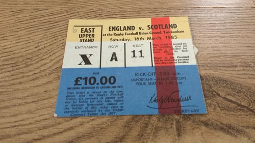 England v Scotland 1985 Rugby Ticket
