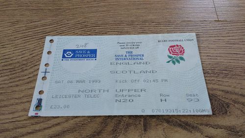 England v Scotland 1993 Rugby Ticket