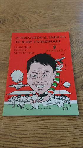 International Tribute to Rory Underwood 1992 Signed Rugby Dinner Menu