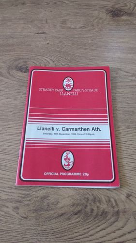 Llanelli v Carmarthen Athletic Dec 1983 Rugby Programme