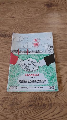 Llanelli v South Wales Police Mar 1990 Rugby Programme