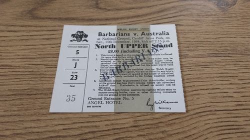 Barbarians v Australia 1984 Rugby Ticket