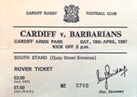 Barbarians Rugby Tickets / Passes - Used