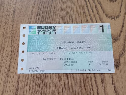 England v New Zealand 1991 RWC Ticket