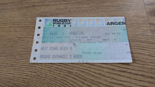 Wales v Argentina 1991 RWC Ticket
