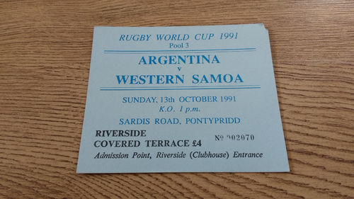 Argentina v Western Samoa 1991 RWC Ticket
