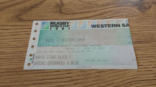 Wales v Western Samoa 1991 RWC Ticket