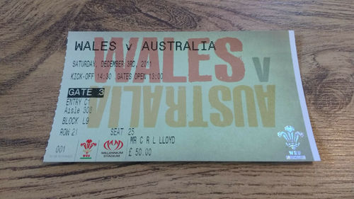 Wales v Australia 2011 Rugby Ticket