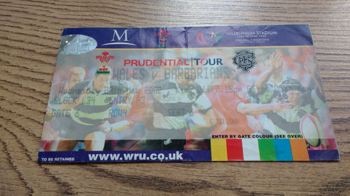 Wales v Barbarians 2002 Rugby Ticket
