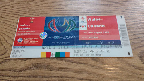 Wales v Canada 1999 Rugby Ticket