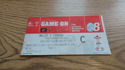 Wales v Canada 2008 Rugby Ticket