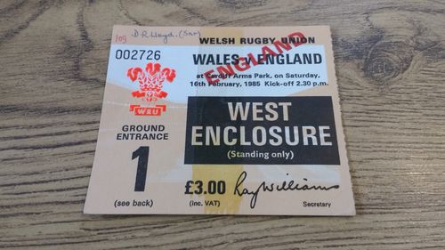 Wales v England 1985 Rugby Ticket