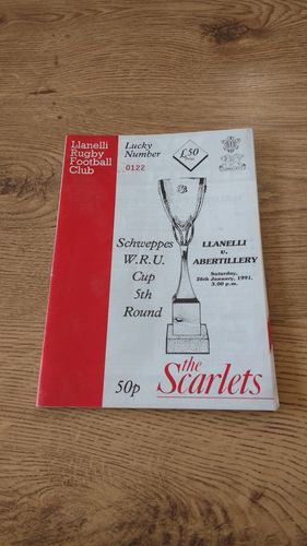 Llanelli v Abertillery Schweppes Cup Jan 1991 Rugby Programme